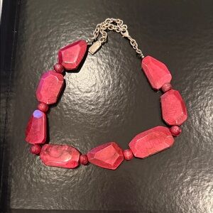 Vintage Dominique Denaive pink swirl chinky resin necklace with adjustable chain